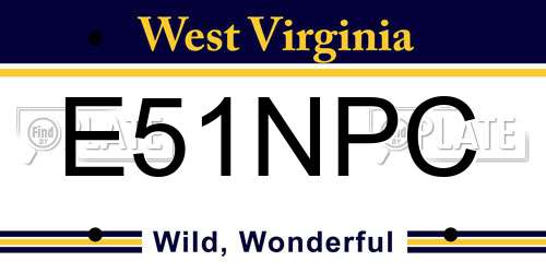 E51NPC West Virginia License Plate