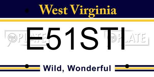E51STI West Virginia License Plate