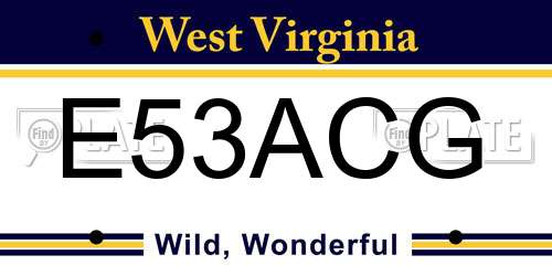 E53ACG West Virginia License Plate