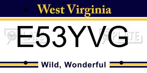 E53YVG West Virginia License Plate
