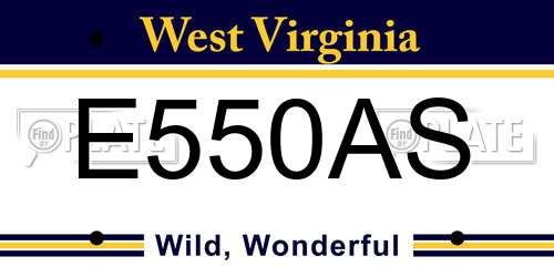 E550AS West Virginia License Plate