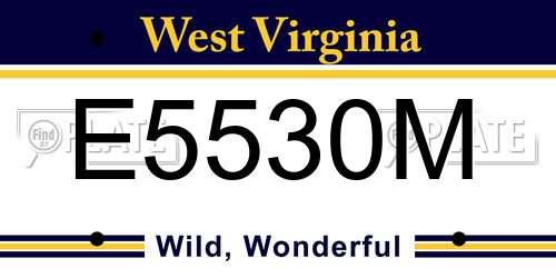 E5530M West Virginia License Plate