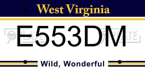 E553DM West Virginia License Plate