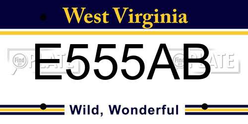 E555AB West Virginia License Plate
