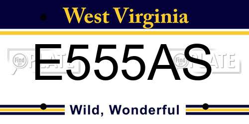 E555AS West Virginia License Plate
