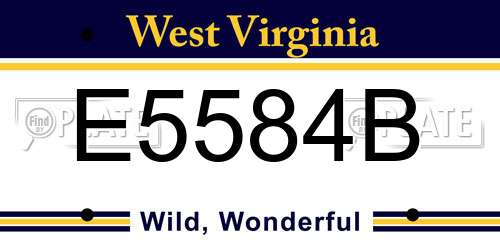 E5584B West Virginia License Plate