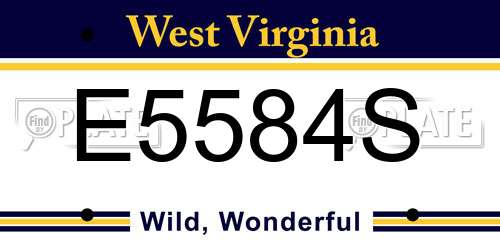 E5584S West Virginia License Plate