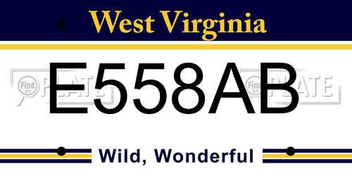 E558AB West Virginia License Plate