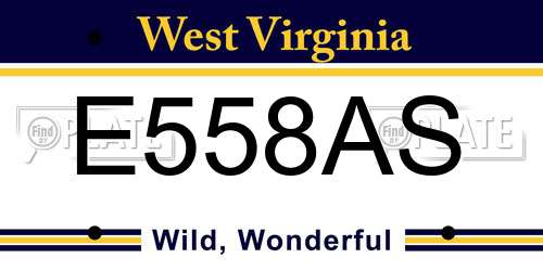 E558AS West Virginia License Plate