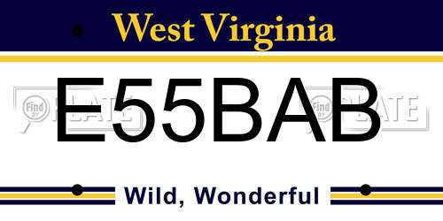E55BAB West Virginia License Plate