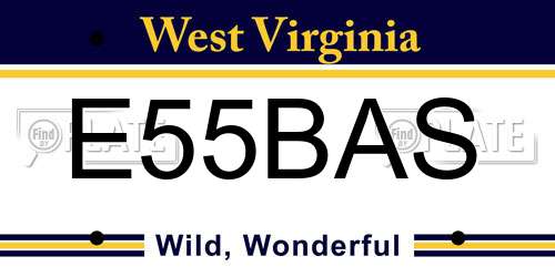 E55BAS West Virginia License Plate