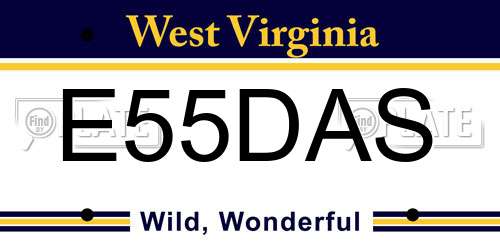 E55DAS West Virginia License Plate