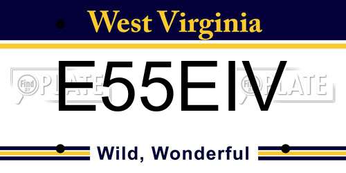 E55EIV West Virginia License Plate