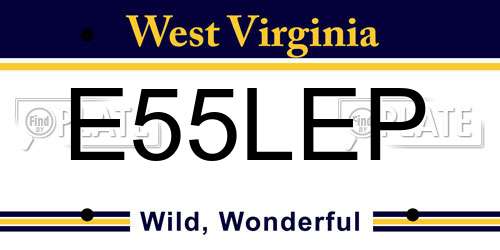 E55LEP West Virginia License Plate