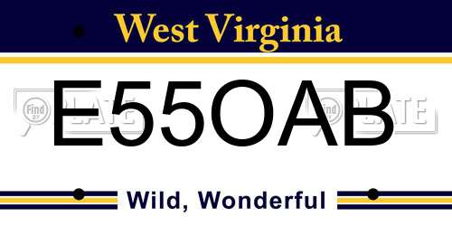E55OAB West Virginia License Plate