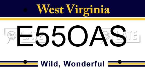 E55OAS West Virginia License Plate