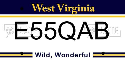 E55QAB West Virginia License Plate