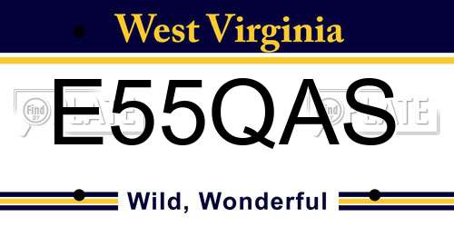 E55QAS West Virginia License Plate