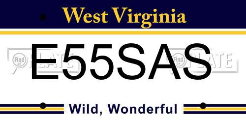 E55SAS West Virginia License Plate