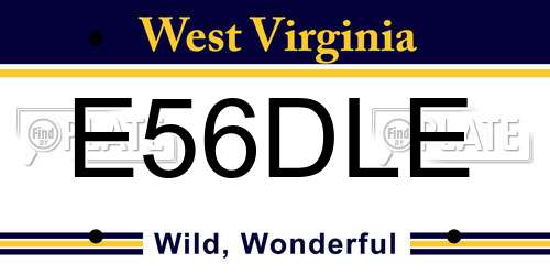 E56DLE West Virginia License Plate