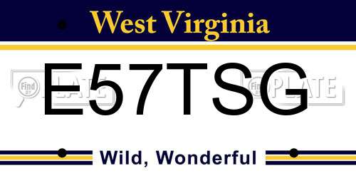 E57TSG West Virginia License Plate