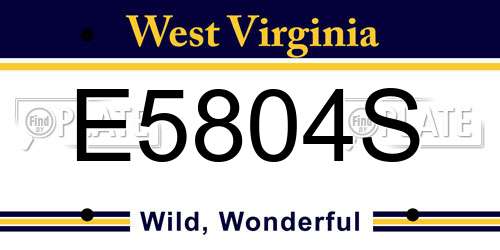 E5804S West Virginia License Plate