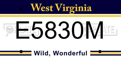 E5830M West Virginia License Plate