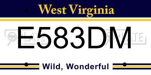 E583DM West Virginia License Plate