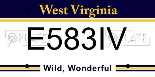 E583IV West Virginia License Plate