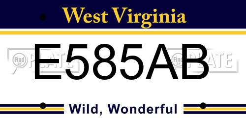 E585AB West Virginia License Plate