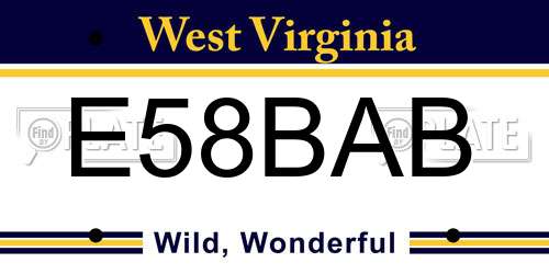 E58BAB West Virginia License Plate
