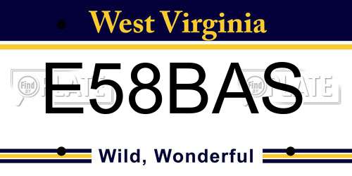 E58BAS West Virginia License Plate