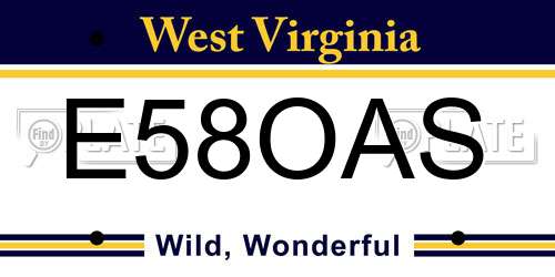 E58OAS West Virginia License Plate