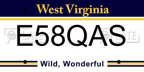 E58QAS West Virginia License Plate