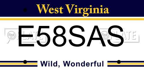 E58SAS West Virginia License Plate