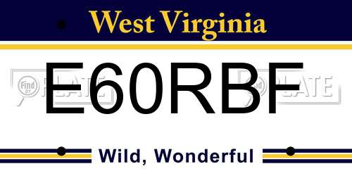 E60RBF West Virginia License Plate
