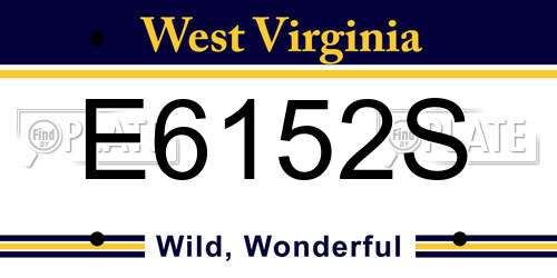 E6152S West Virginia License Plate