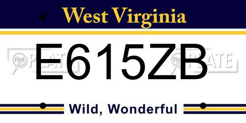 E615ZB West Virginia License Plate