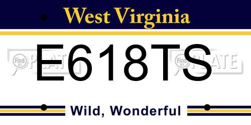 E618TS West Virginia License Plate