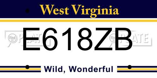 E618ZB West Virginia License Plate
