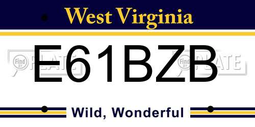 E61BZB West Virginia License Plate