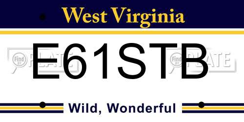 E61STB West Virginia License Plate