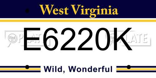 E6220K West Virginia License Plate