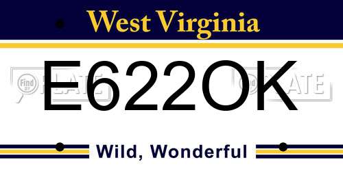 E622OK West Virginia License Plate