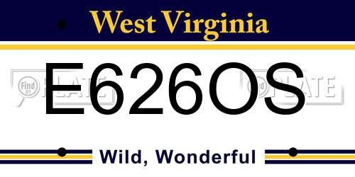 E626OS West Virginia License Plate