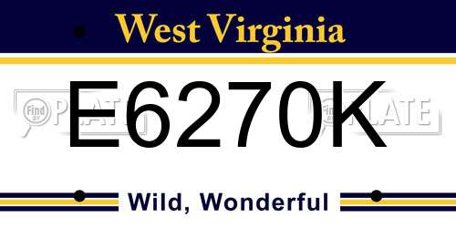 E6270K West Virginia License Plate