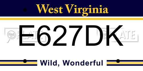 E627DK West Virginia License Plate