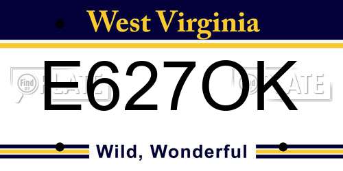E627OK West Virginia License Plate