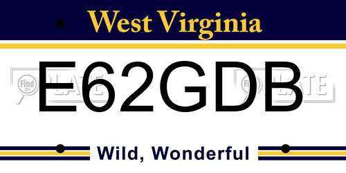 E62GDB West Virginia License Plate