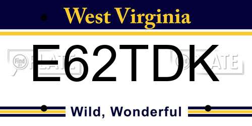 E62TDK West Virginia License Plate